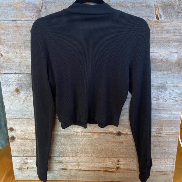 TNA waffle black long sleeve crop top size large - Picture 4 of 6